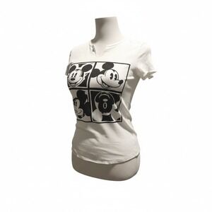 Disney Mickey Mouse Graphic Tee White Short Sleeve Womens Size S